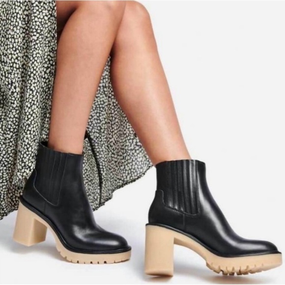 Dolce Vita Caster H2O Waterproof Bootie Chunky soles Y2K Black leather size 10 - Picture 1 of 11